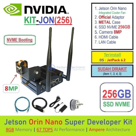 KIT-JON(256)  NVIDIA Jetson Orin Nano SUPER Developer Kit 8GB RAM 67-TOPS AI with SSD NVMe 256GB - Complete SET